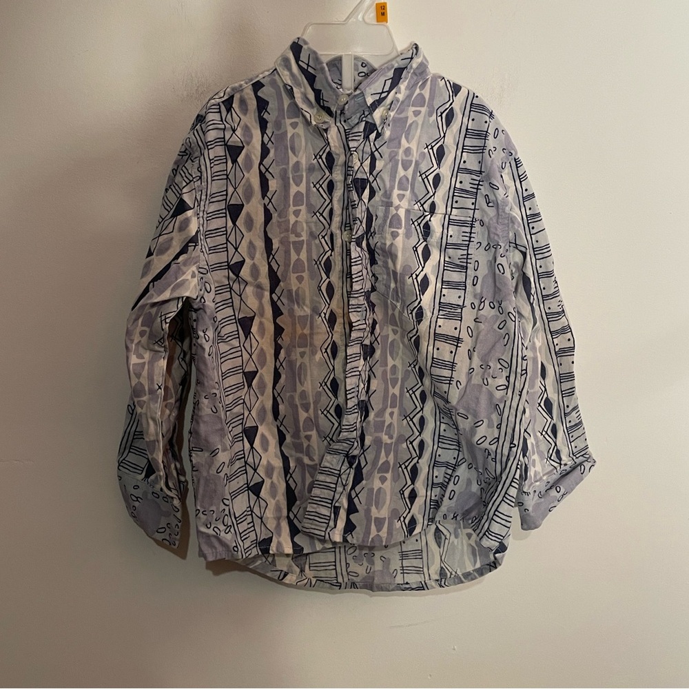 Vintage 90s Y2K  badge Button Up Long Sleeve‎ Shirt Size 4T Boys